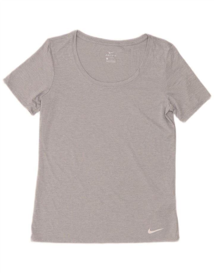Nike Dame Dri Fit T-Shirt Top UK 10 Small Grå Flecked Polyester
