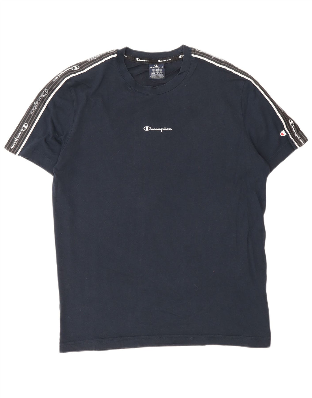 Champion Herre grafisk T-shirt Top Medium Marineblå Bomuld