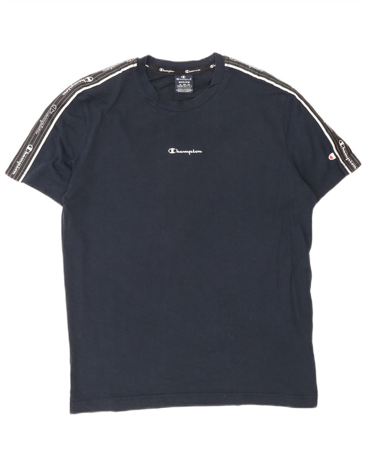 Champion Herre grafisk T-shirt Top Medium Marineblå Bomuld