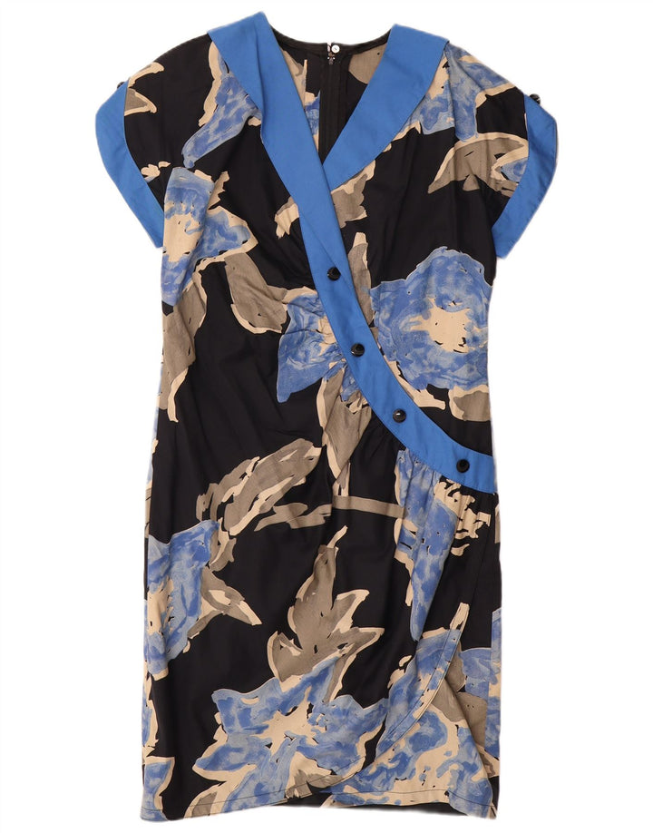 VINTAGE Womens Shift Dress UK 16 Large Black Floral
