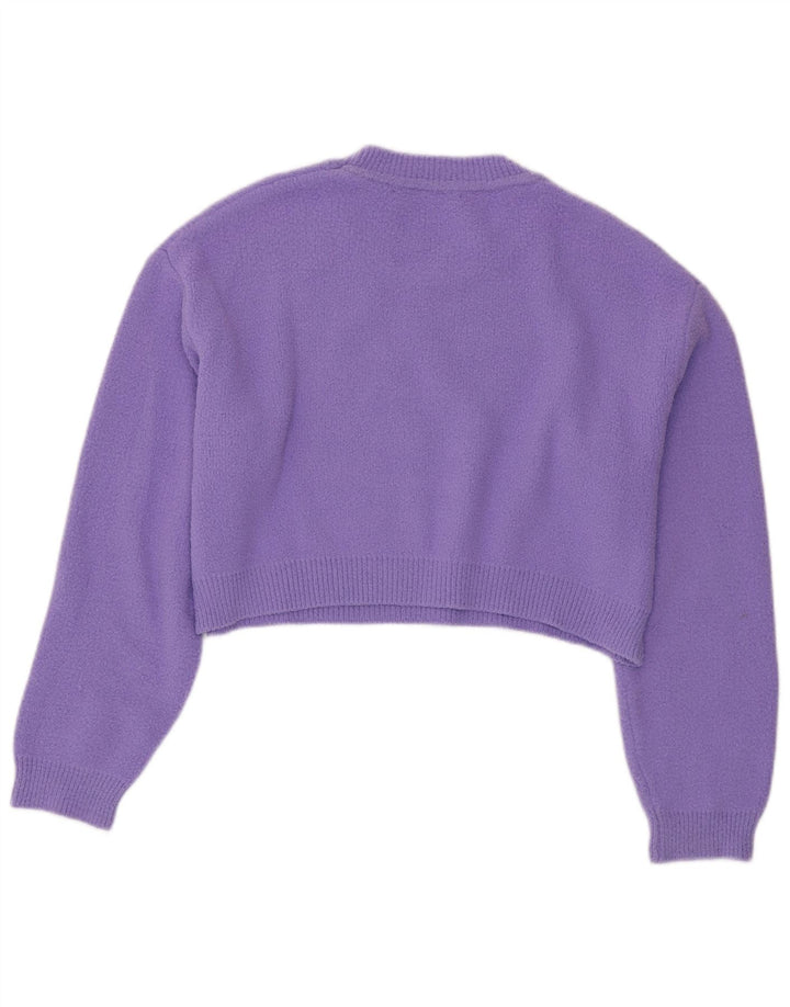ZARA Womens Crop Oversized Crew Neck sweater UK 10 Small Purple