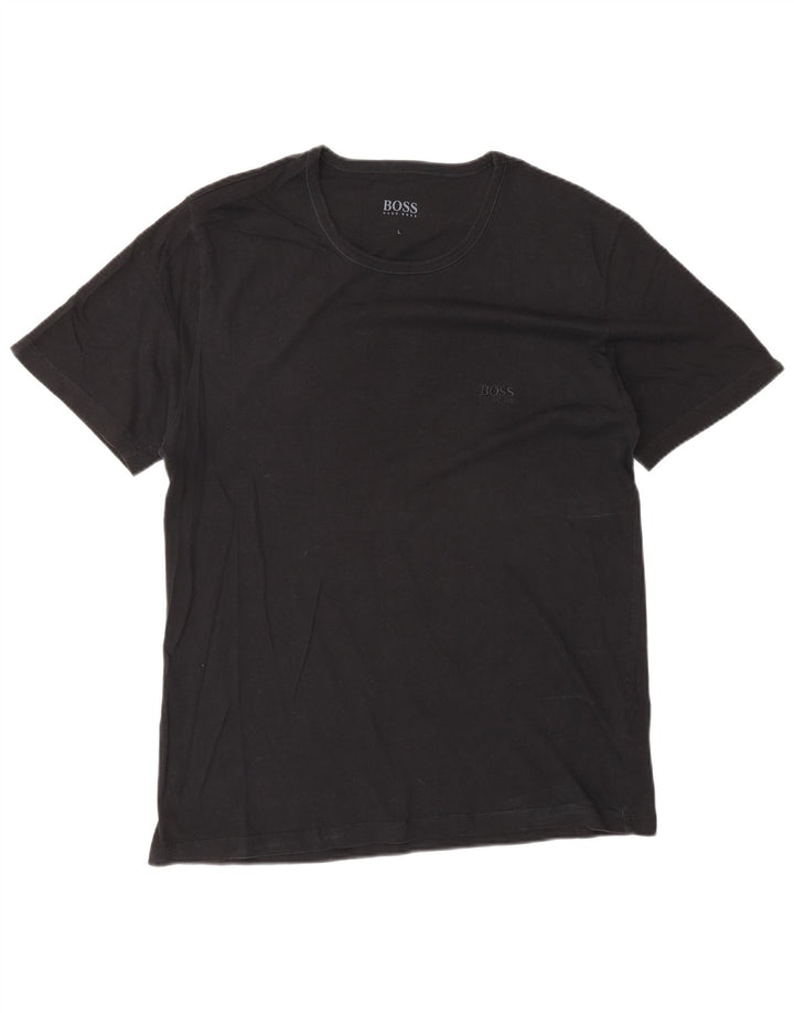 Hugo Boss Herre T-Shirt Top Stor Sort Bomuld