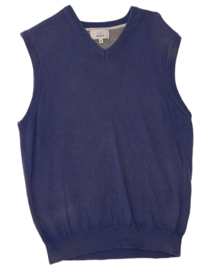 Marks & Spencer Herre Regular Fit Vest Tank Top Medium Blue Bomuld