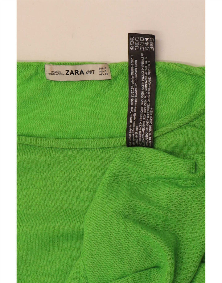 Zara Dame Oversized Top Langærmet UK 10 Lille Grøn Polyester