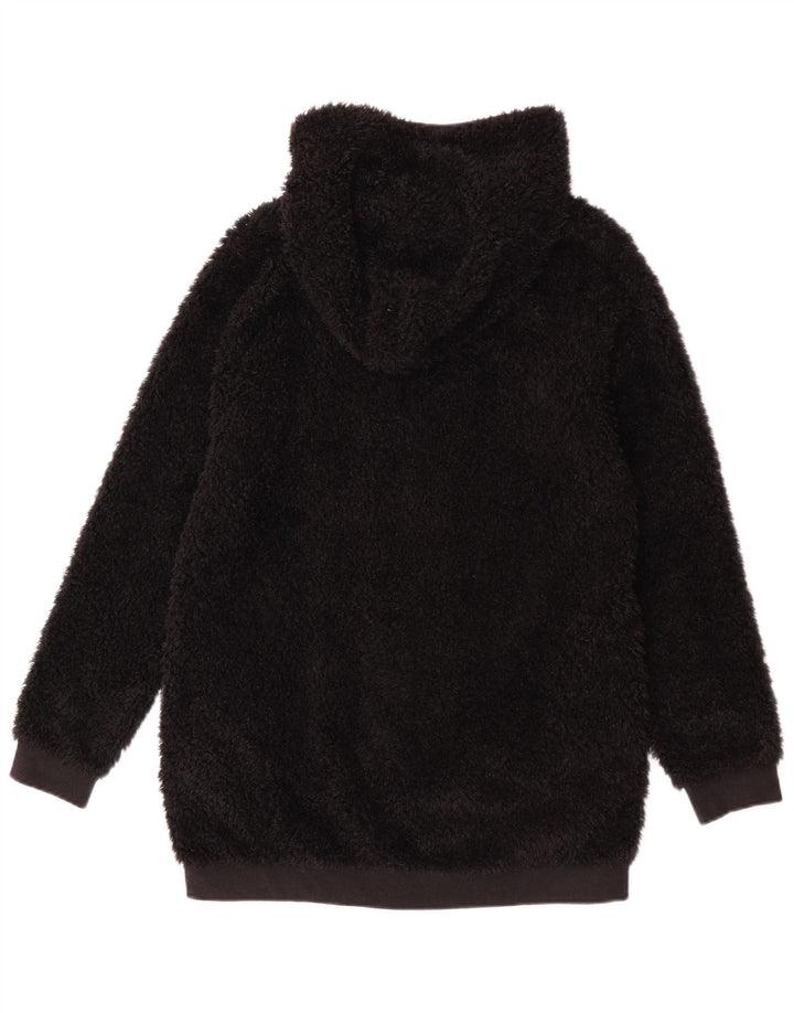 Benetton Dame Hætte Fleecejakke UK 14 Medium Sort Polyester