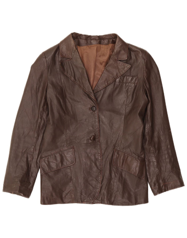 Vintage dame 2-knaps læder blazerjakke UK 12 medium brun