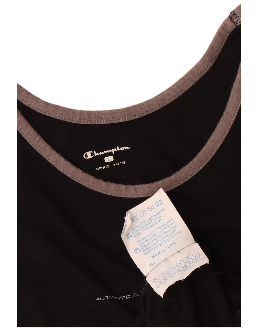 Champion Damevest Top UK 14 Large Black Colourblock Bomuld