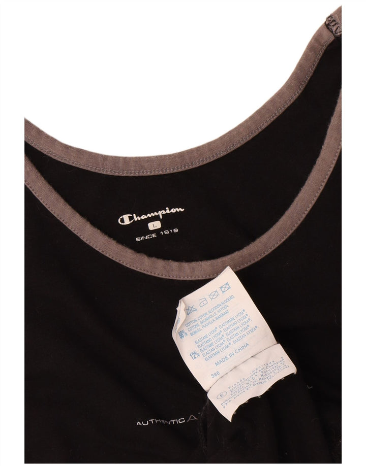 Champion Damevest Top UK 14 Large Black Colourblock Bomuld