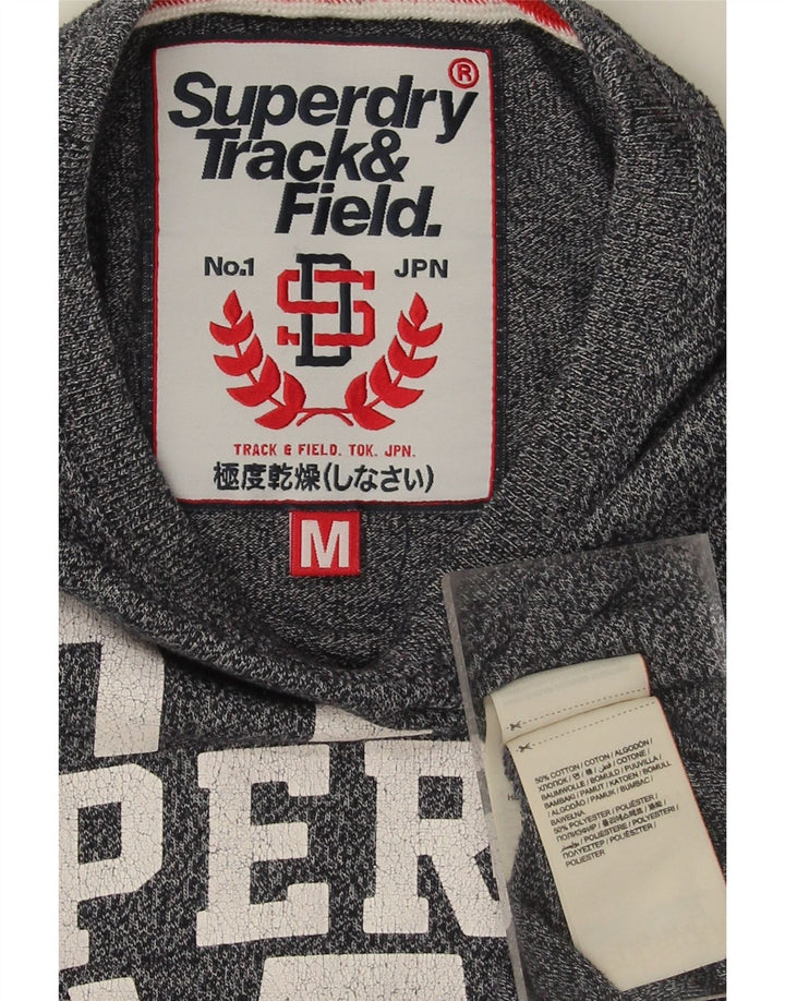 SUPERDRY Mens Graphic Top Long Sleeve Medium Navy Blue Flecked Cotton