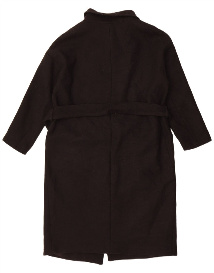 Zara Dame Oversized Overfrakke UK 10 Lille Sort Uld