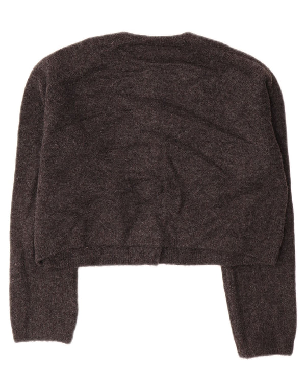 Zara Womens Crop Oversized cardigan sweater UK 10 Small Grå Akryl