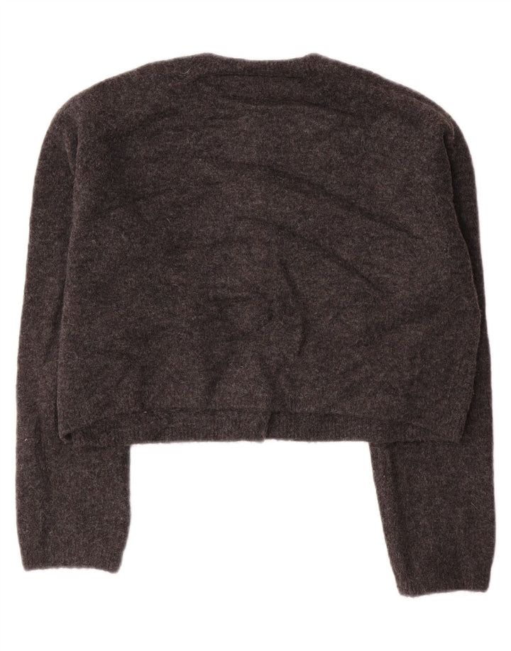 Zara Womens Crop Oversized cardigan sweater UK 10 Small Grå Akryl