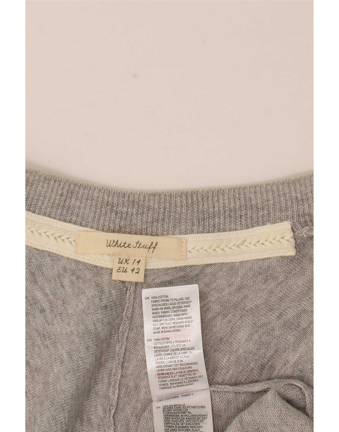 White Stuff Womens Longline Åben Cardigan Sweater UK 14 Large Grey Flecked