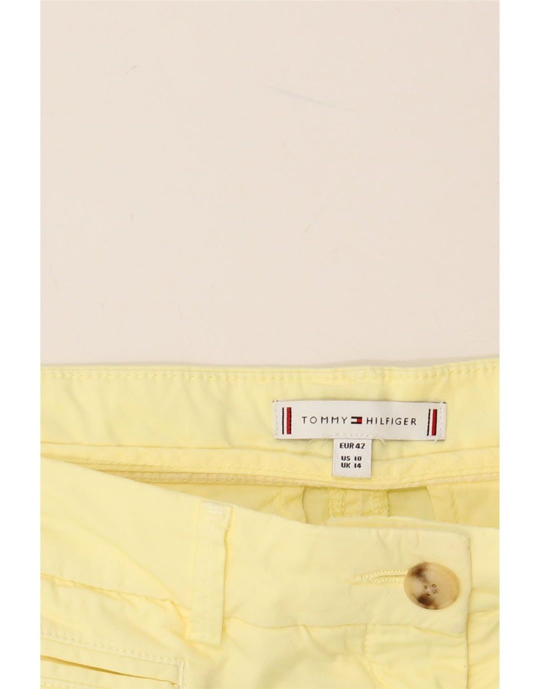 TOMMY HILFIGER Chino Shorts til kvinder UK 14 Large W34 Yellow