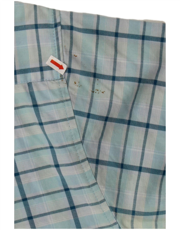 REGATTA Mens Short Sleeve Shirt XL Blue Check Cotton