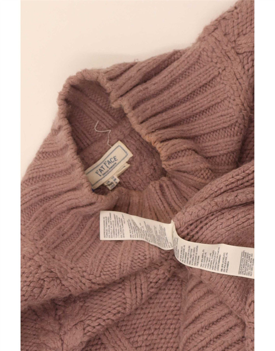 Fat Face Dame Oversized Turtle Neck Jumper Sweater UK 10 Small Pink