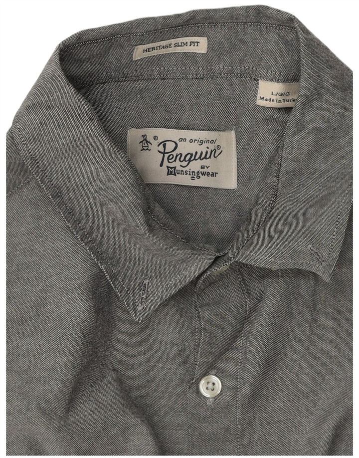 Penguin Heritage Slim Fit Skjorte Stor Grå Flecked