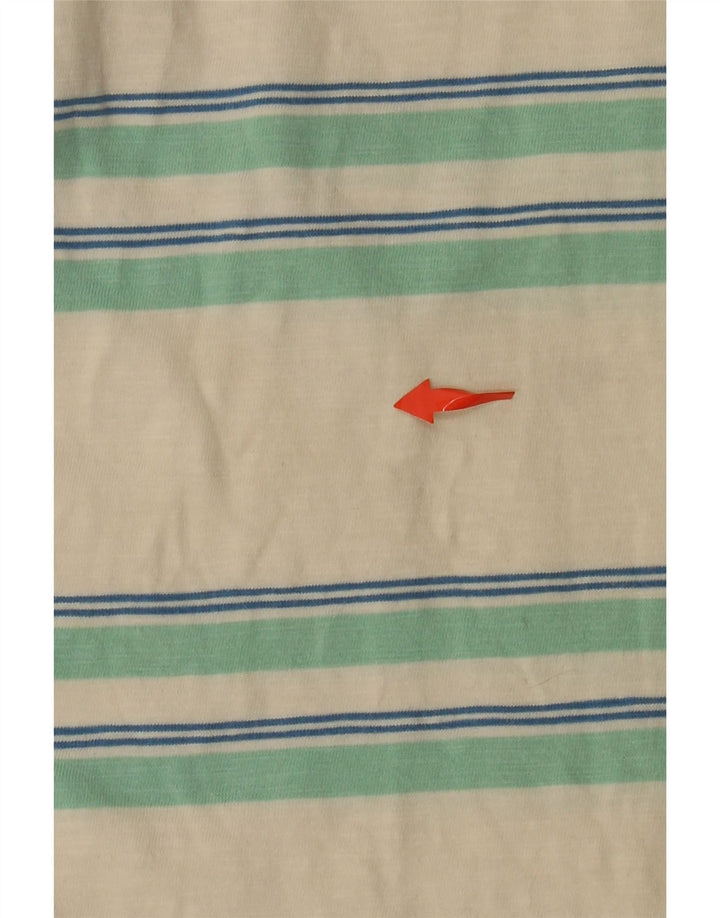 FARAH Herre T-shirt Top Medium Off White Stribet bomuld