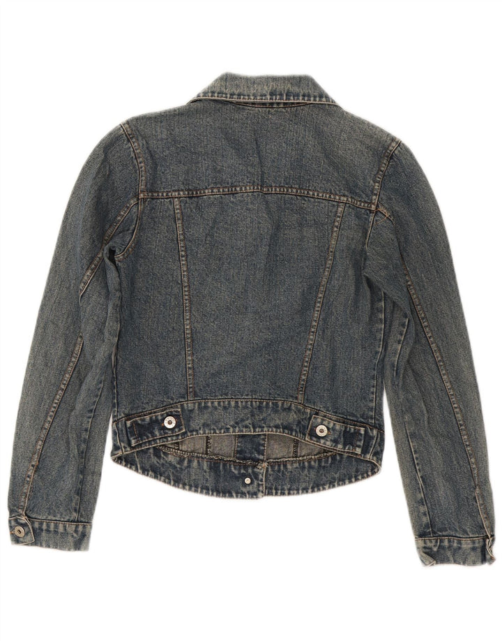 Vintage Dame Crop Denim Jacket UK 4 XS Blue
