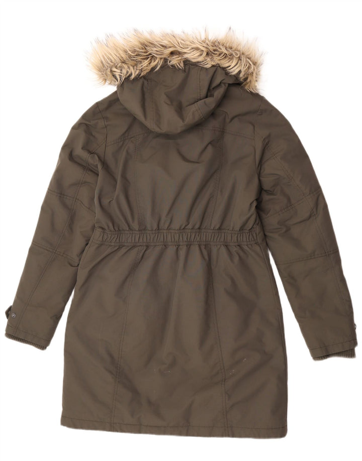 Fat Face Dame Hætte Polstret Frakke UK 12 Medium Khaki Nylon