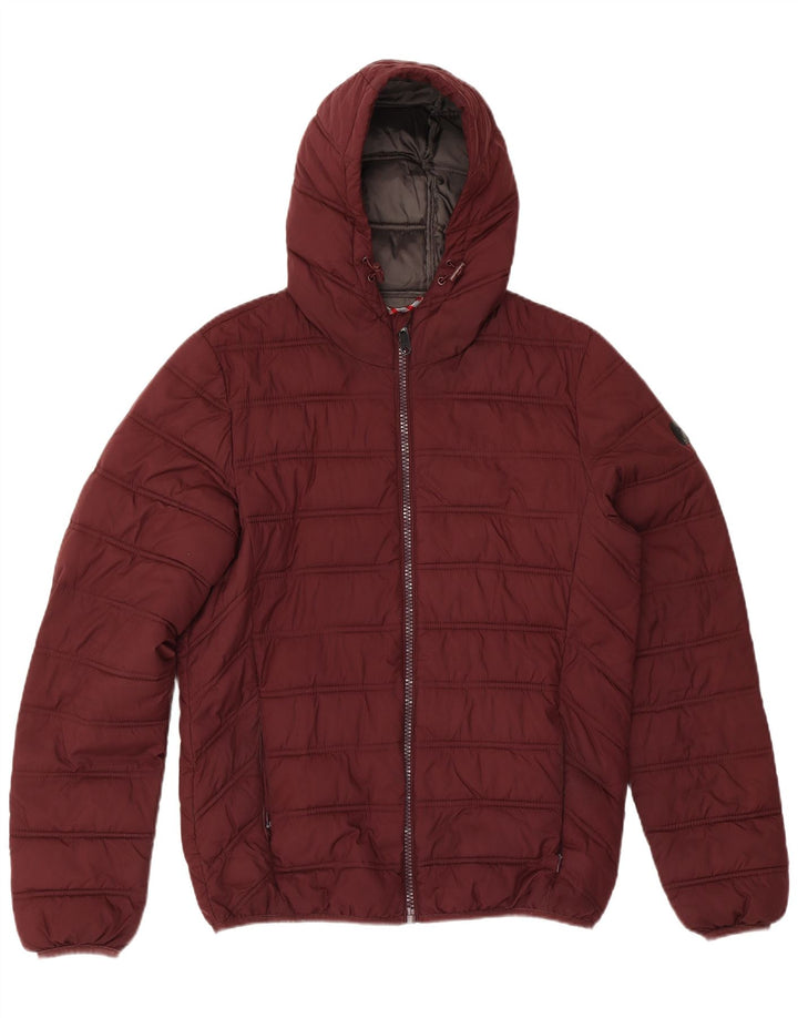 Liu Jo Herre hættepolstret jakke UK 38 Medium Burgundy Polyester