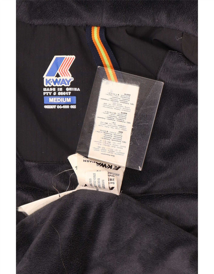K-Way Dame Hooded Windbreaker Jacket UK 14 Medium Sort Polyamid
