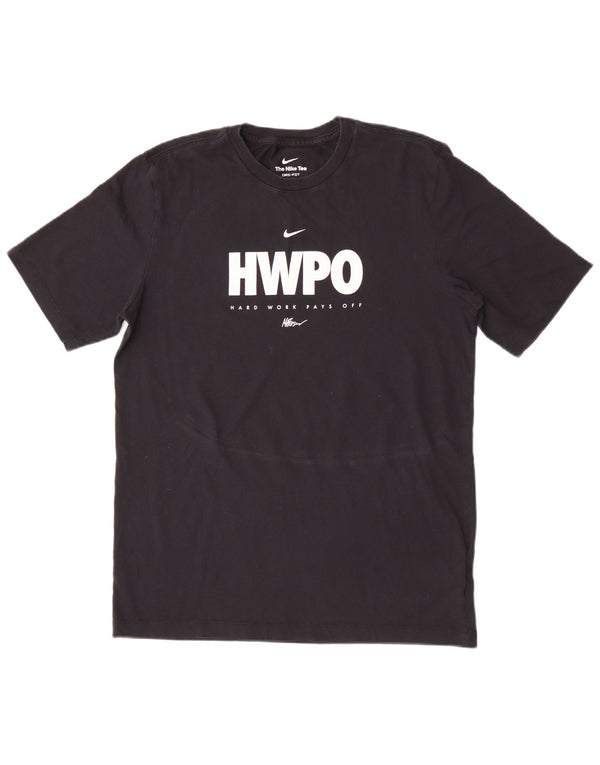 Nike Herre Dri Fit grafisk T-shirt Top Medium Sort Bomuld
