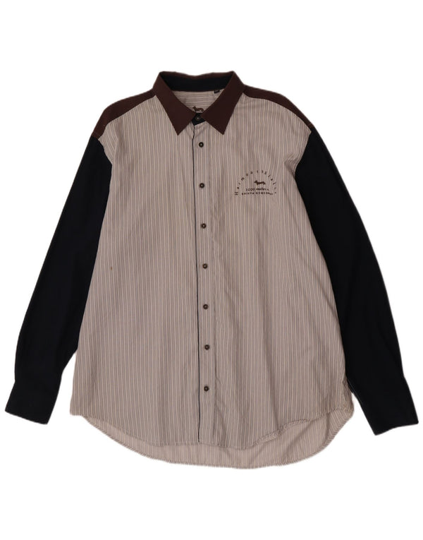 Harmont & Blaine Herre Regular Fit skjorte 4XL Off White Colourblock Bomuld