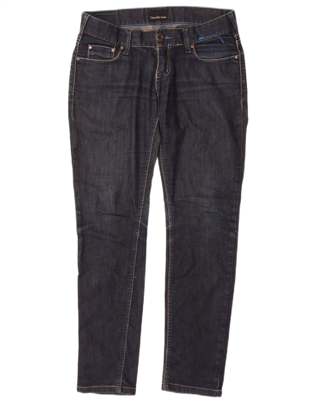 Calvin Klein Dame Slim Jeans W27 L29 Marineblå Bomuld