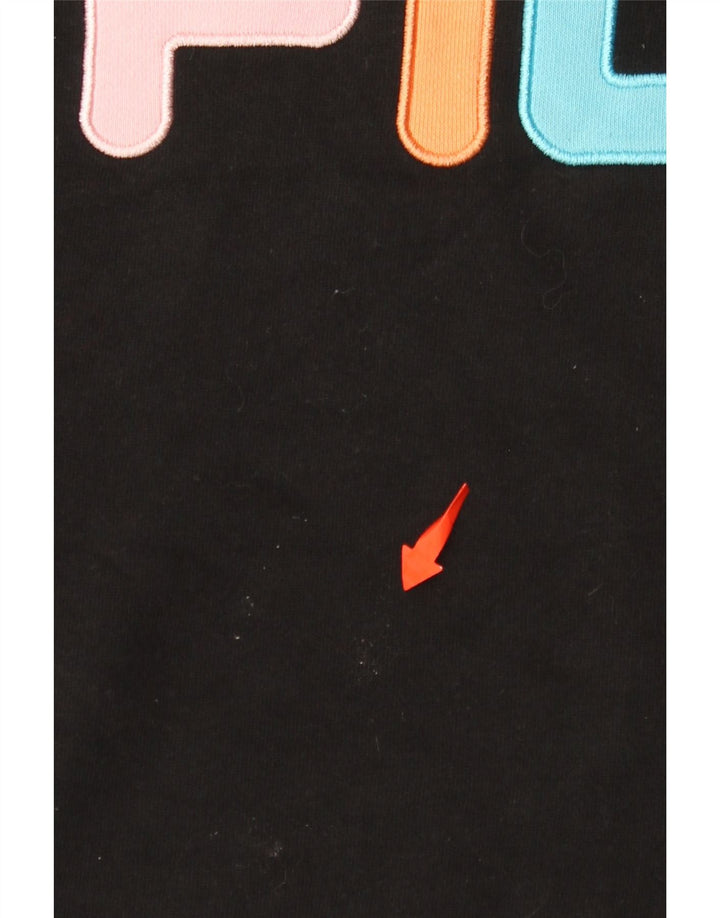 FILA Grafisk Sweatshirt Jumper UK 14 Medium Sort Bomuld