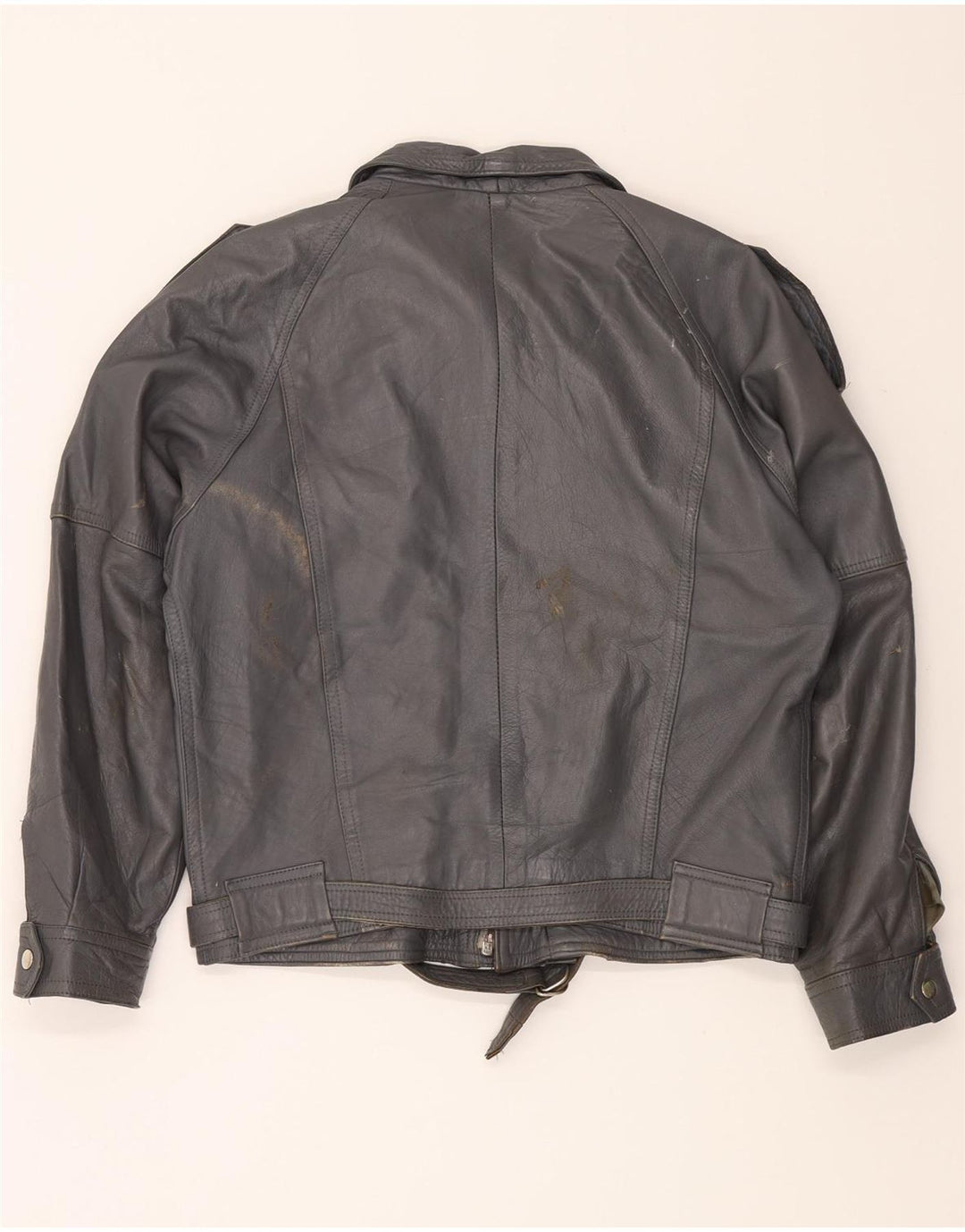 VINTAGE Mens Leather Jacket IT 48 Medium Grey Vintage Vintage and Second-Hand Vintage from Messina Hembry 
