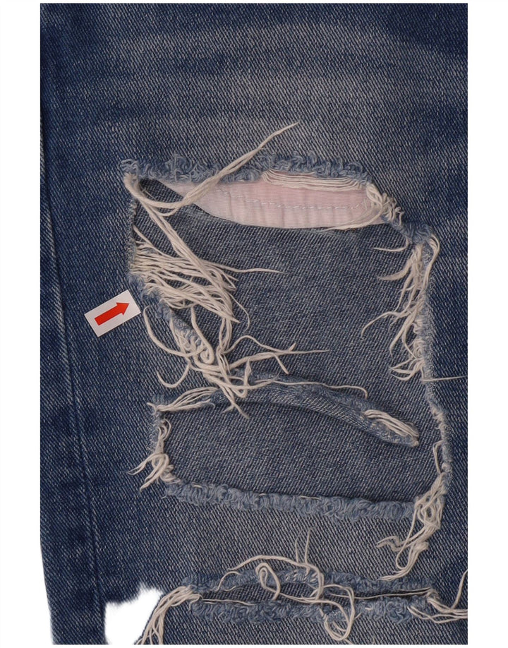 Zara Dame Distressed Tapered Jeans EU 34 2XS W24 L30 Blue Grunge