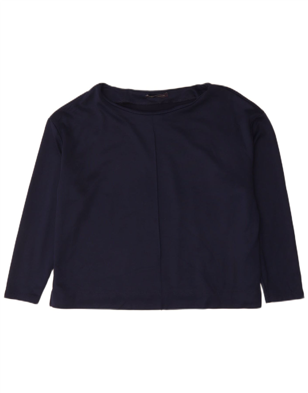 Marks & Spencer Dame Top Langærmet UK 20 2XL Navy Blue Cotton