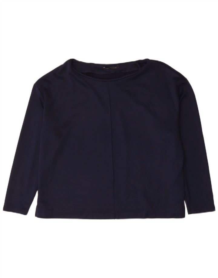 Marks & Spencer Dame Top Langærmet UK 20 2XL Navy Blue Cotton