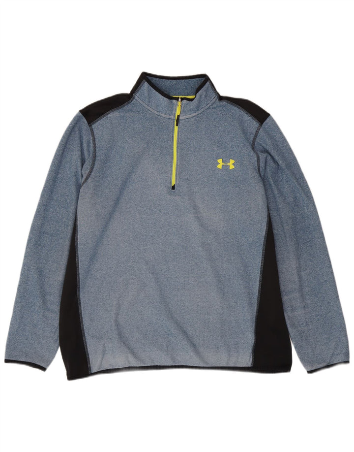 Under Armour Herre Zip Neck Sweatshirt Jumper XL Blå Colourblock Polyester