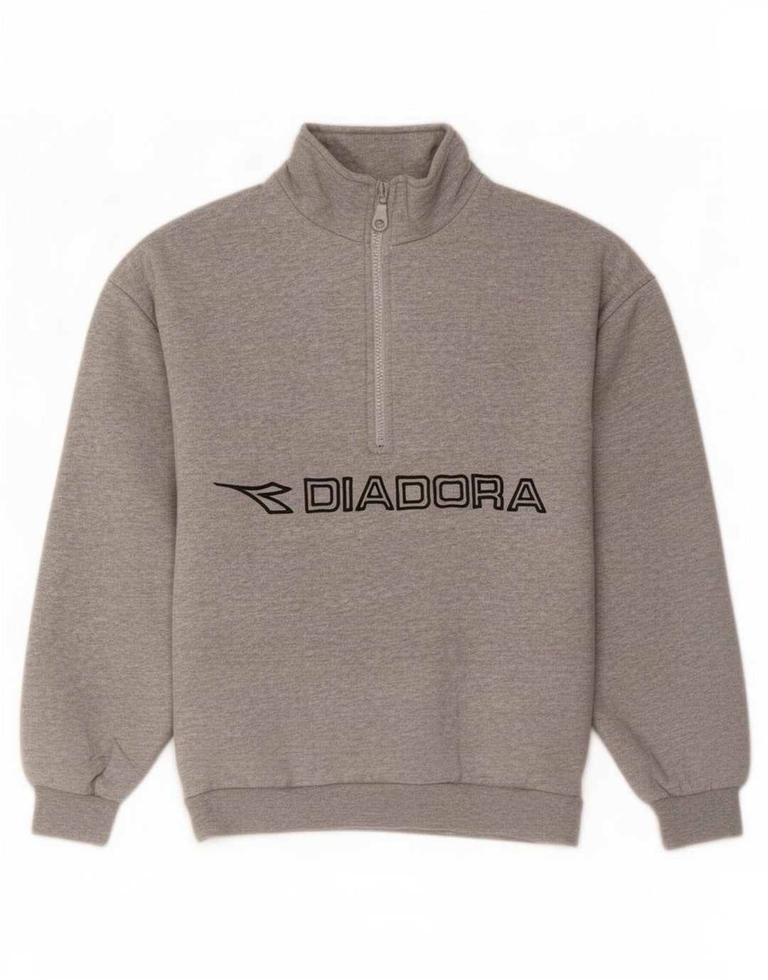 Diadora Herre grafisk sweatshirt med lynlåshals lille grå bomuld