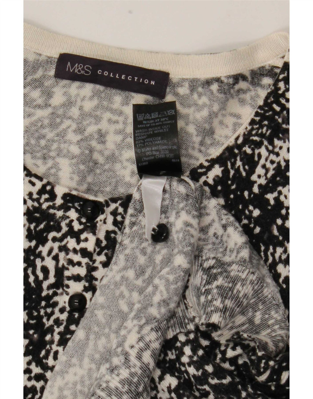 Marks & Spencer kvinders abstrakt mønster cardigan sweater UK 16 Large Black