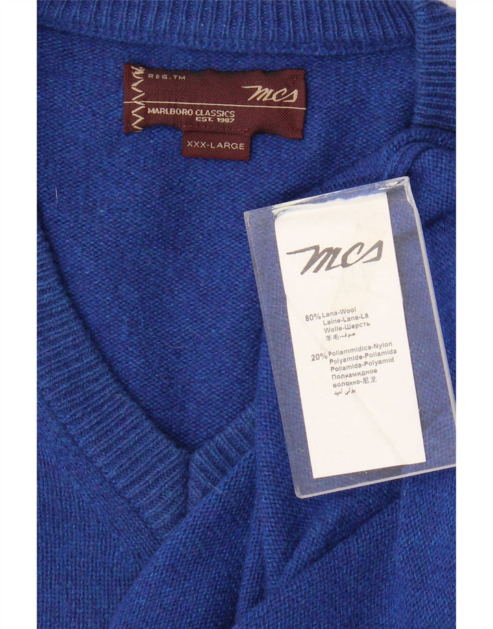 Marlboro Classics Herre V-hals sweater 3XL Blå Uld