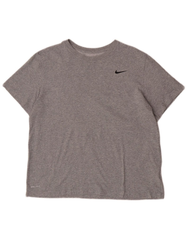 Nike Herre Dri Fit T-shirt Top XL Grå Flecked Bomuld