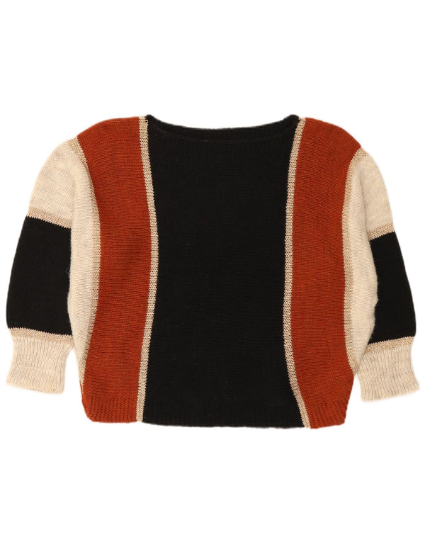 Vintage Dame Boat Neck Jumper Sweater UK 16 Stor Flerfarvet