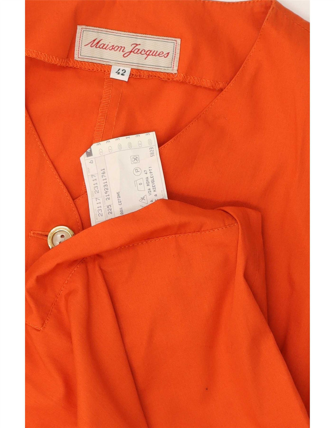 Maison Jacques Dame Skjortekjole IT 42 Medium Orange Bomuld