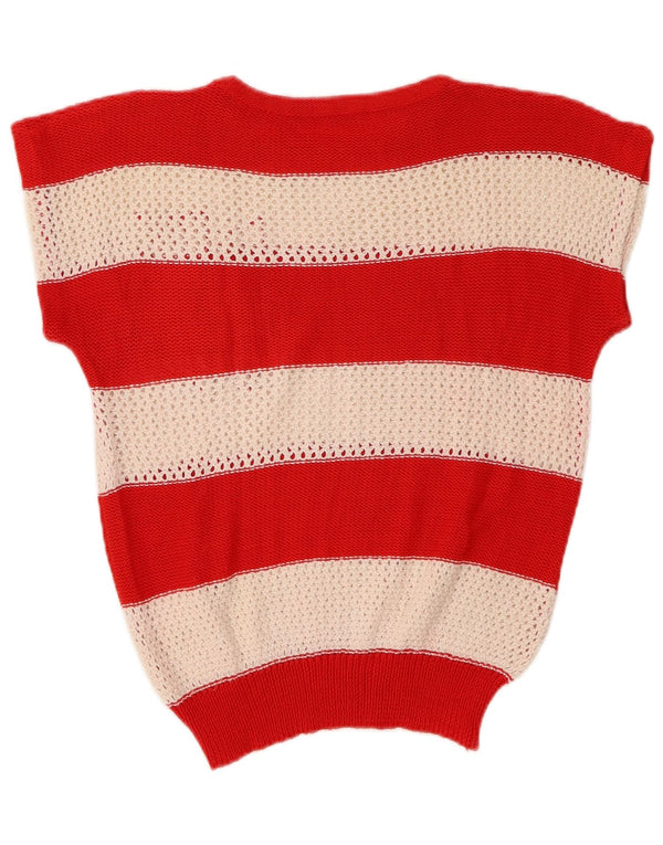 VINTAGE Womens Crop Jumper Sweater med rund hals UK 14 Medium Flerfarvet