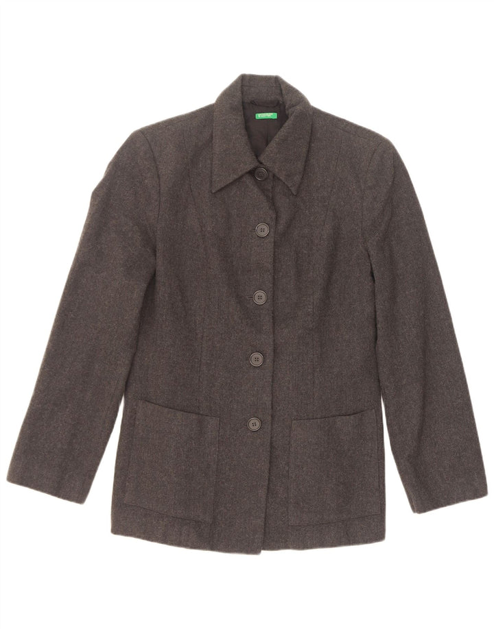 Benetton Dame 5-knaps blazerjakke IT 44 Medium Grey Virgin Wool