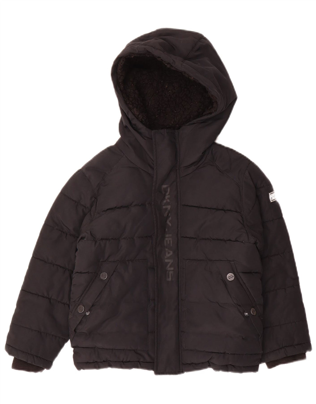 Dkny Boys Grafisk hættepolstret jakke 5-6 år sort polyester