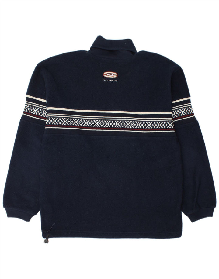 Fire and Ice Herre Fleece Jumper Medium Navy Blue Fair Isle Polyester