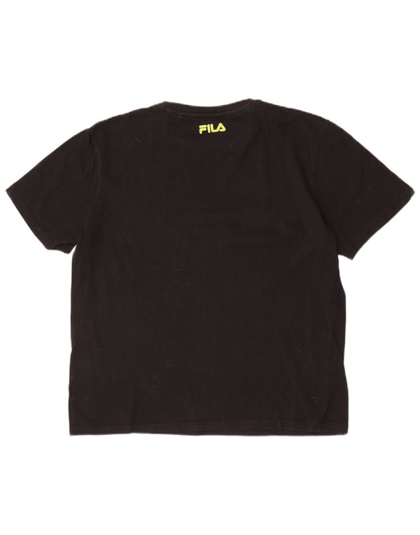 Fila Herre Grafisk T-Shirt Top Medium Sort Bomuld
