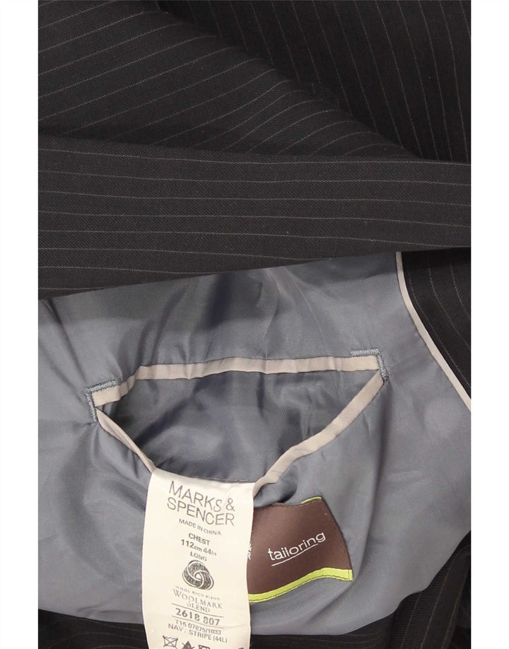 Marks & Spencer Herre lang blazerjakke UK 44 XL Navy Blue Pinstripe
