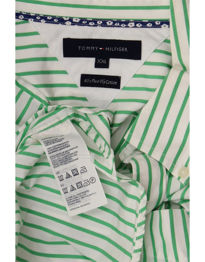 TOMMY HILFIGER Herreskjorte 2XL Grøn nålestribet bomuld