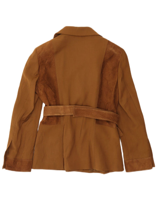 Paola Antonini Dame Blazer Jacket UK 16 Stor Brun Uld