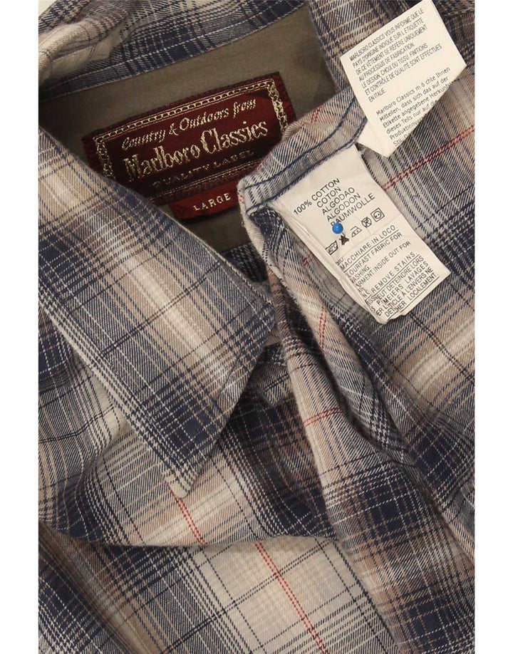 Marlboro Classics Flannelskjorte til mænd Stor marineblå ternet bomuld